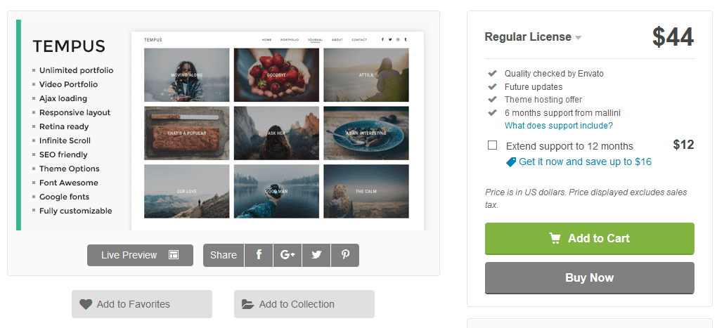 ธีม WordPress การถ่ายภาพ Tempus