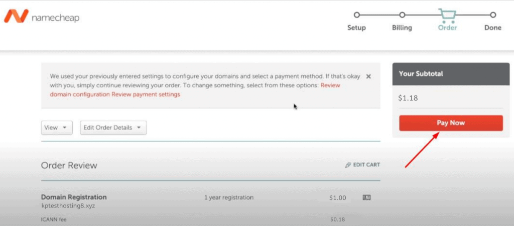 Namecheap Domain Zahlung endgültig