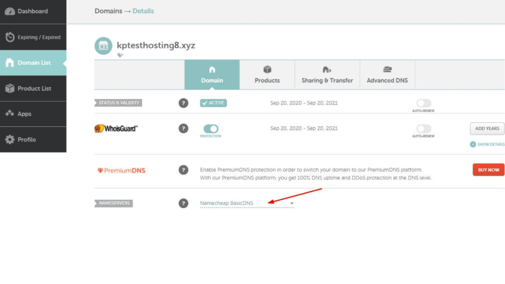 Liste der namecheap-Nameserver