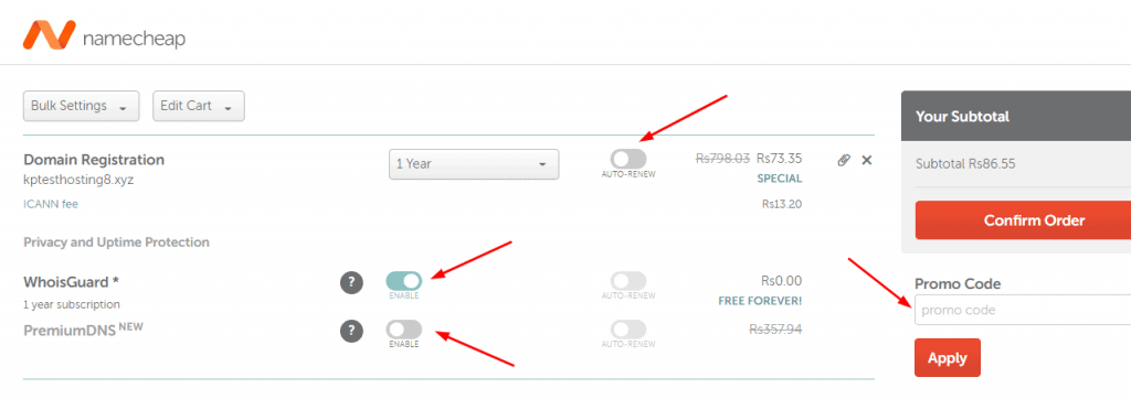 namecheap whois aktivieren