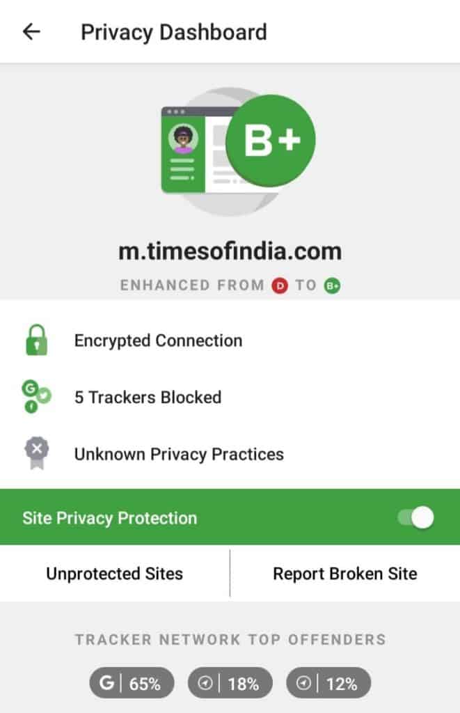 uckduckgo 隐私仪表板