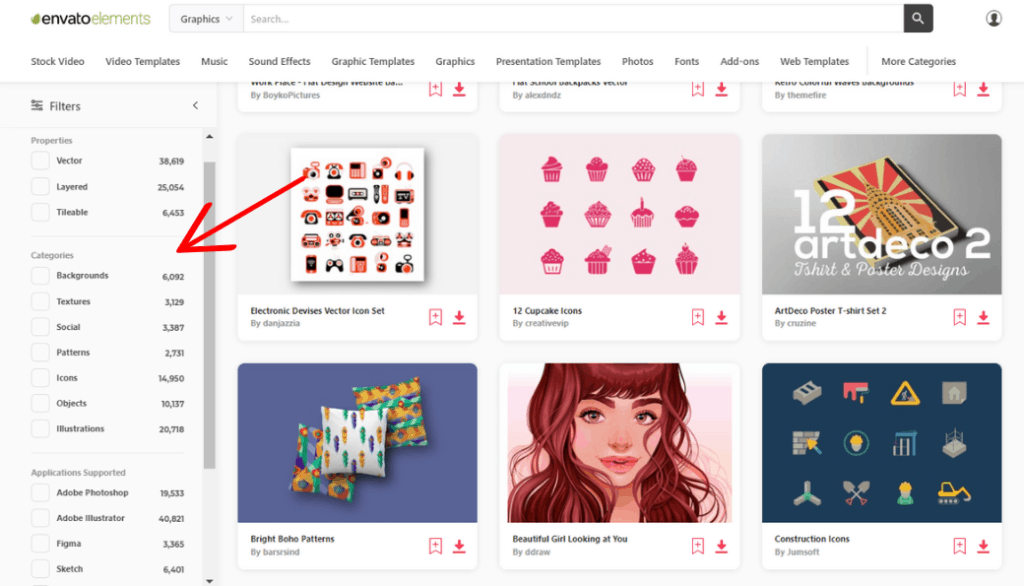 Envato Elements 検索パラメータ