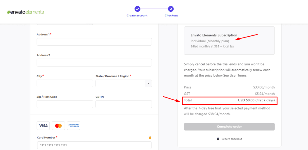 Envato Elements の無料トライアルを利用する