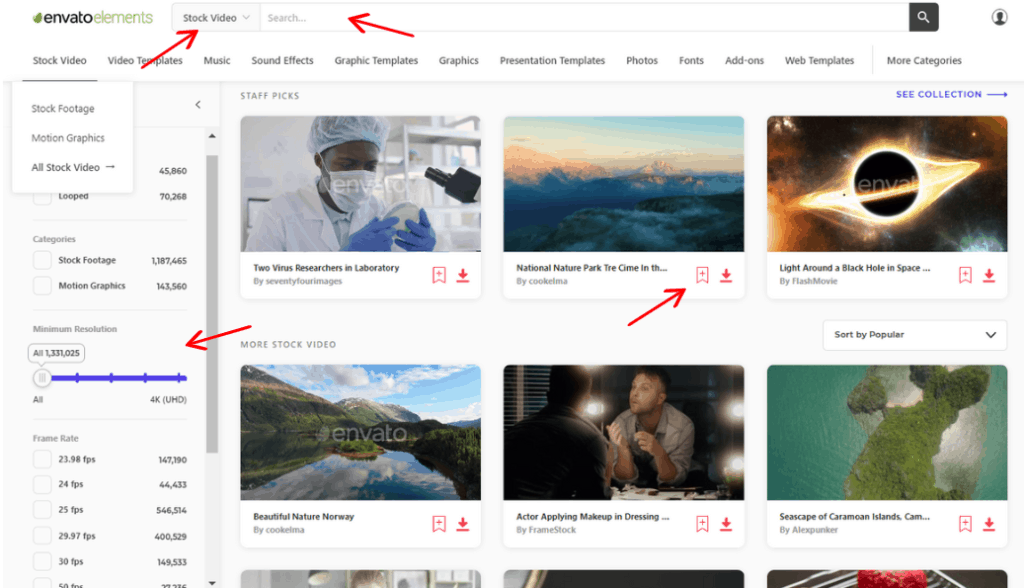 envato 要素インターフェイス