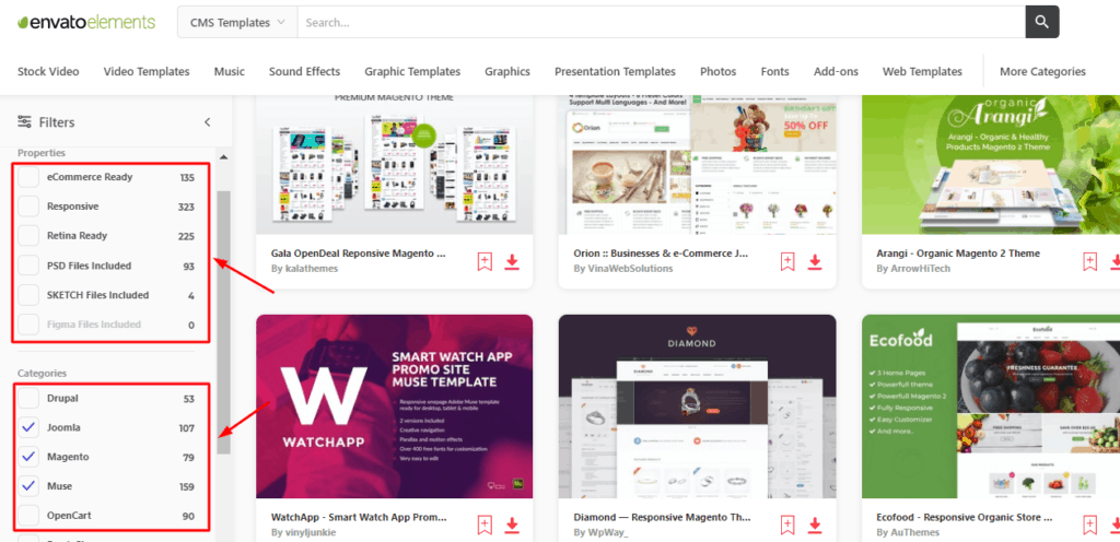 Envato Elements CMS テンプレート