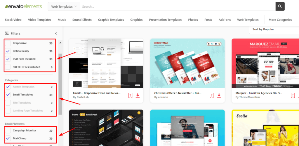 Envato Elements Web テンプレート