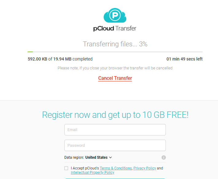 pCloud転送中