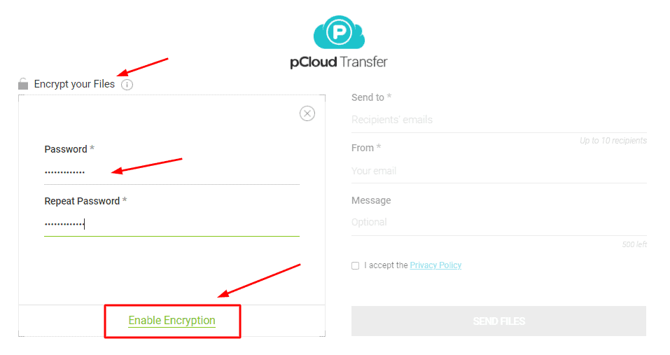 pCloud ファイルを暗号化する