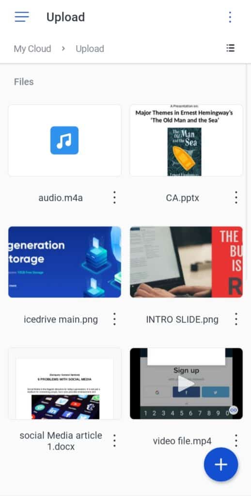 icedrive 移动界面