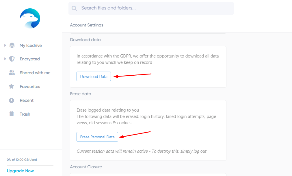 icedrive GDPR 合规性