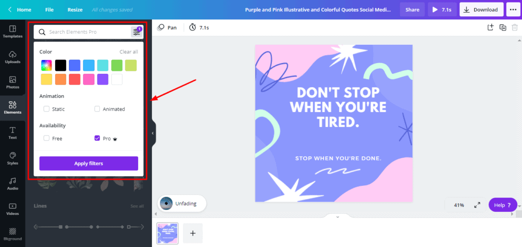 Canva Pro 検索フィルター