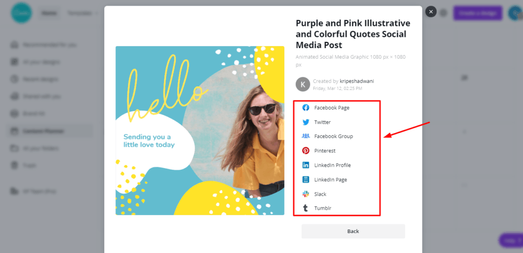 Canva Pro コンテンツ プランナーおよびスケジューラー
