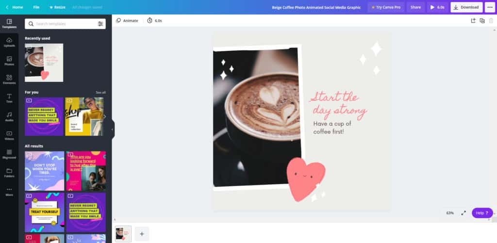 Canva 免费动画模板