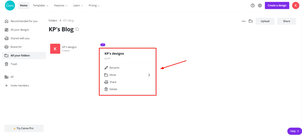 Canva 免费文件夹