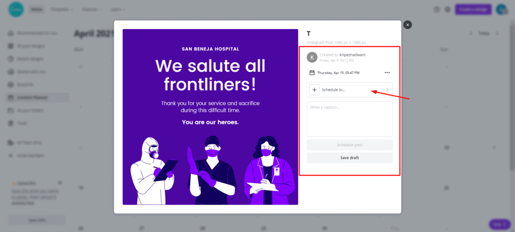 Canva Pro 内容调度器