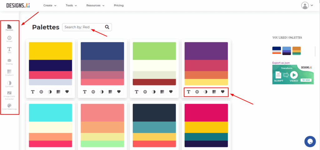 Dopasowywanie kolorów Designs.ai