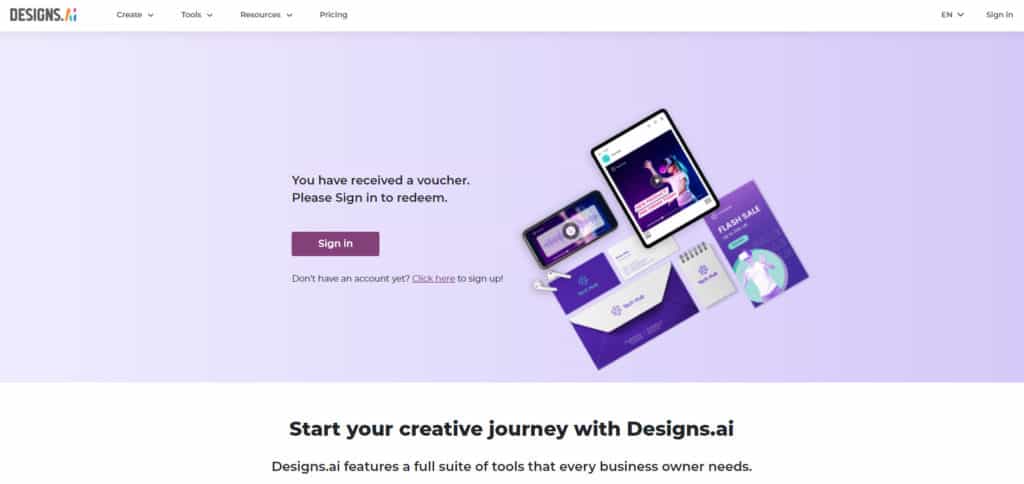 Designs.ai link do odkupienia