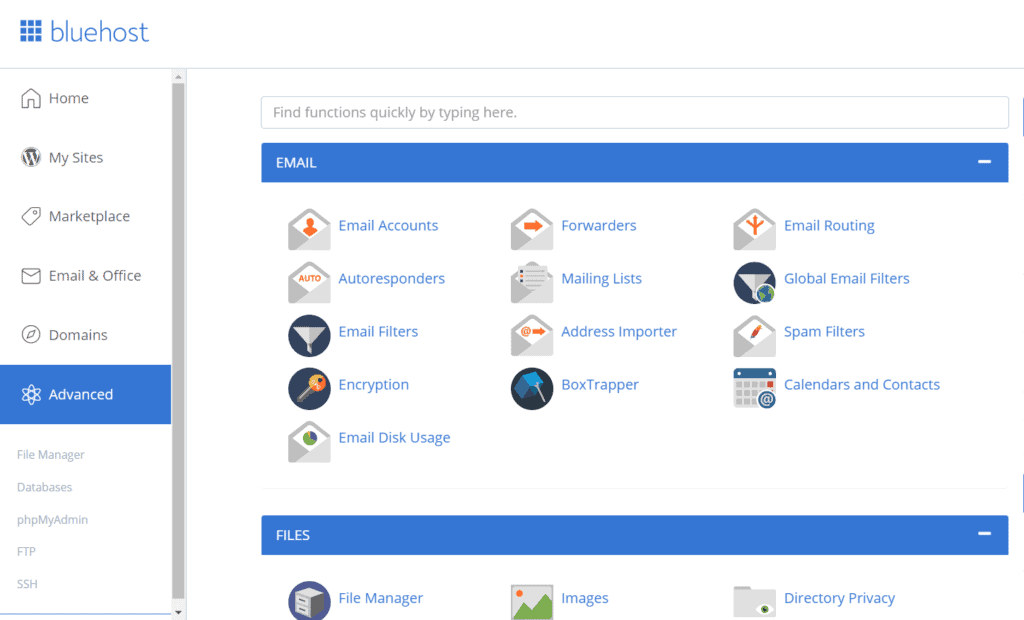 bluehost cpanel
