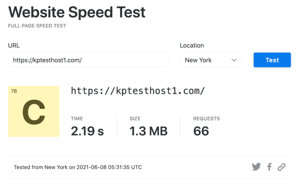 การทดสอบความเร็ว bluehost (แคช)