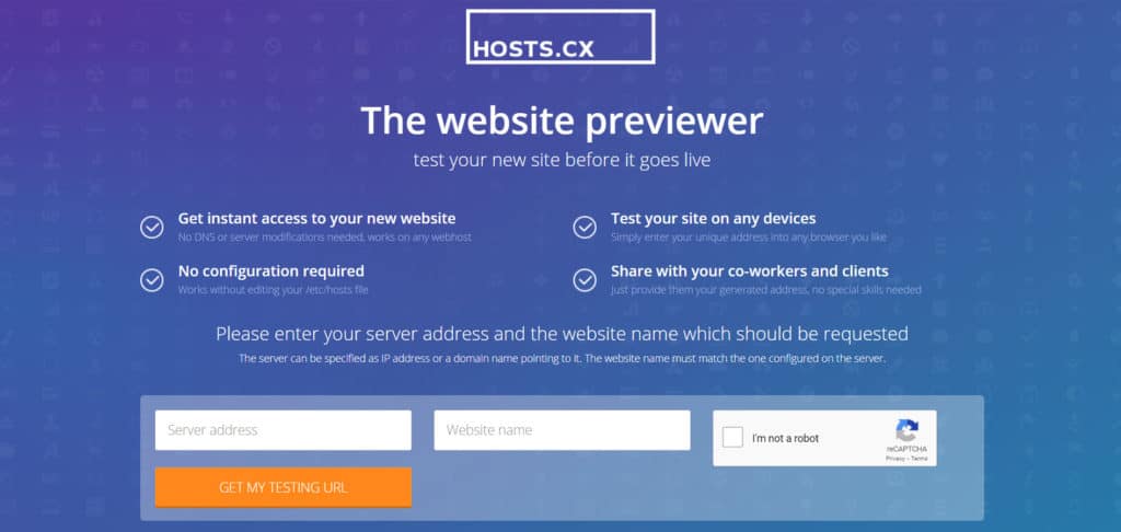 Hosts.cx 웹사이트