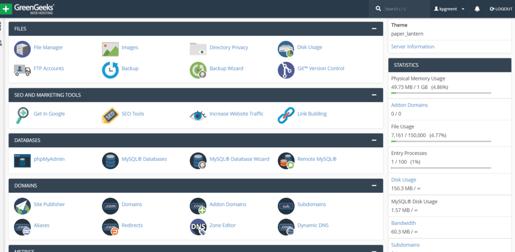 GreenGeeks-cPanel