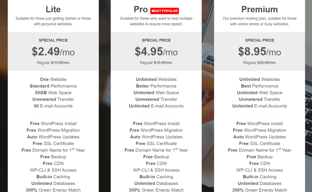 GreenGeeks WP-Hosting-Preis