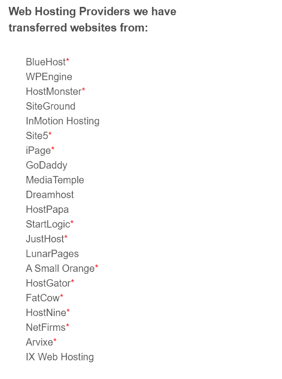 GreenGeeks MIGRATIONSLISTE