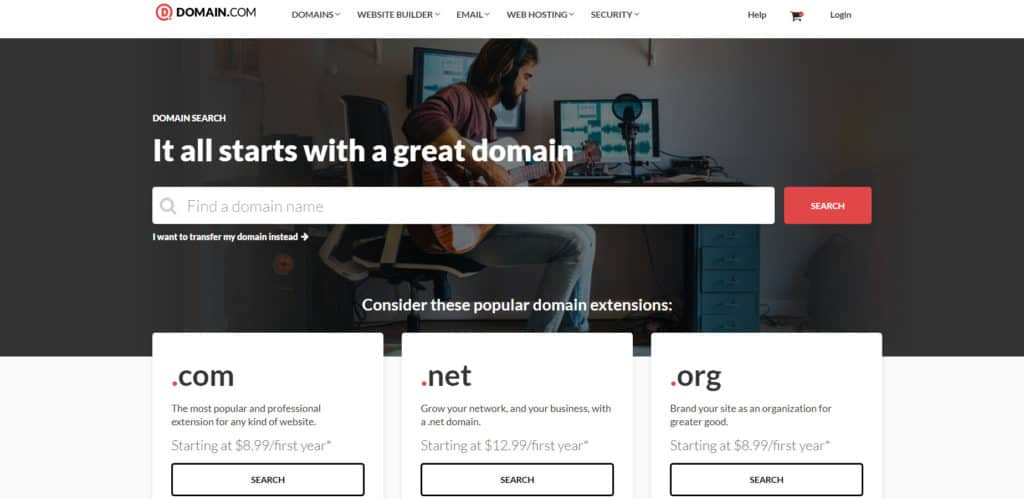 Domain.com 主頁