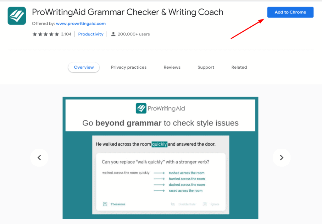Ekstensi Chrome ProWriitingAid