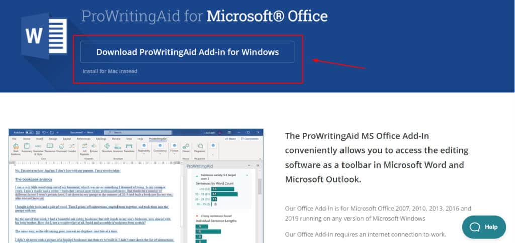 Integrasi kantor ProWritingAid MS