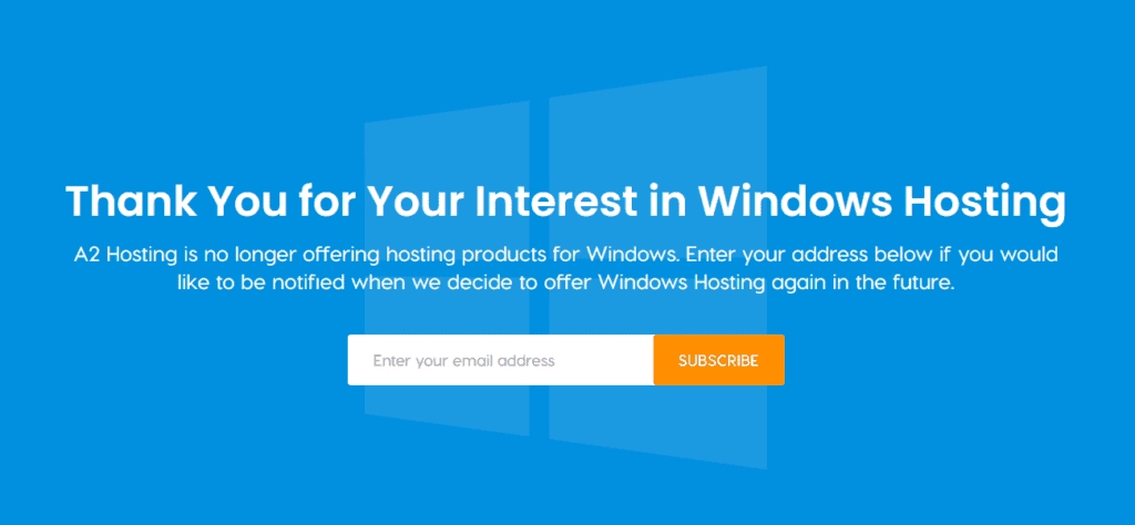 Windows ホスティングはサポートされていません
