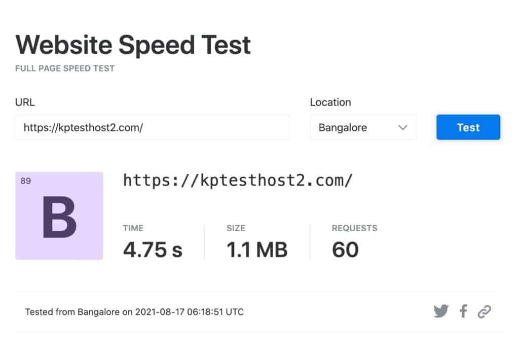 バンガロールの速度 (Litespeed キャッシュ プラグインを使用)