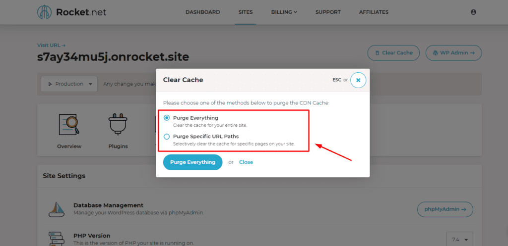Rocket.net キャッシュ