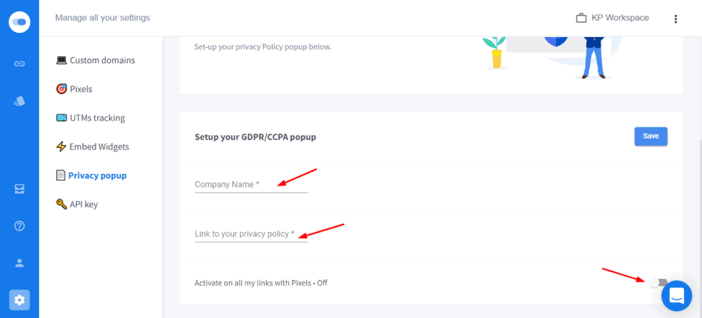 Pop-up RGPD dans Switchy