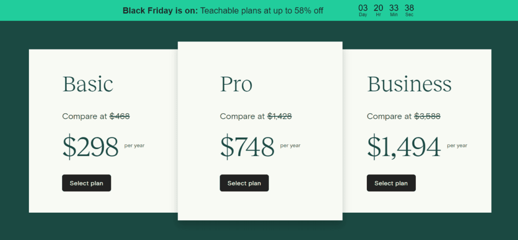 Tarification du Black Friday Deal enseignable