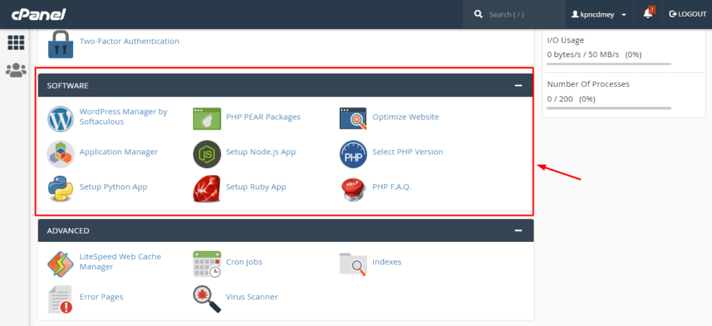 Outils de développement dans Namecheap