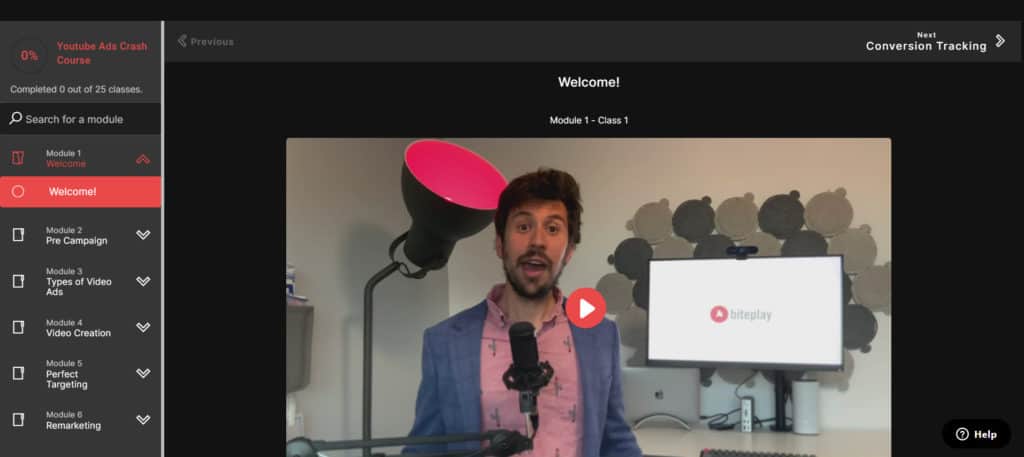 Cours Biteplay sur les publicités YouTube
