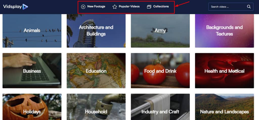 Interface utilisateur et collections Vidsplay