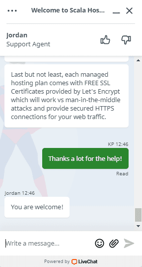 Scala Hosting에서 실시간 채팅 지원