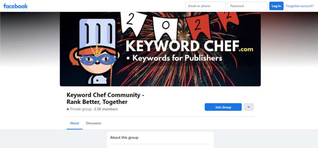 Groupe Facebook de Keyword Chef