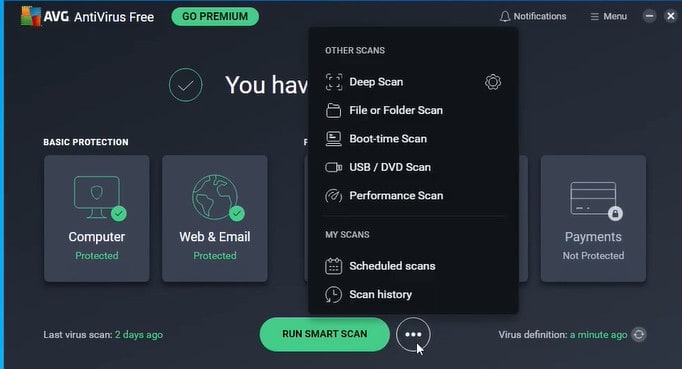 AVG Antivirus 中的掃描模式
