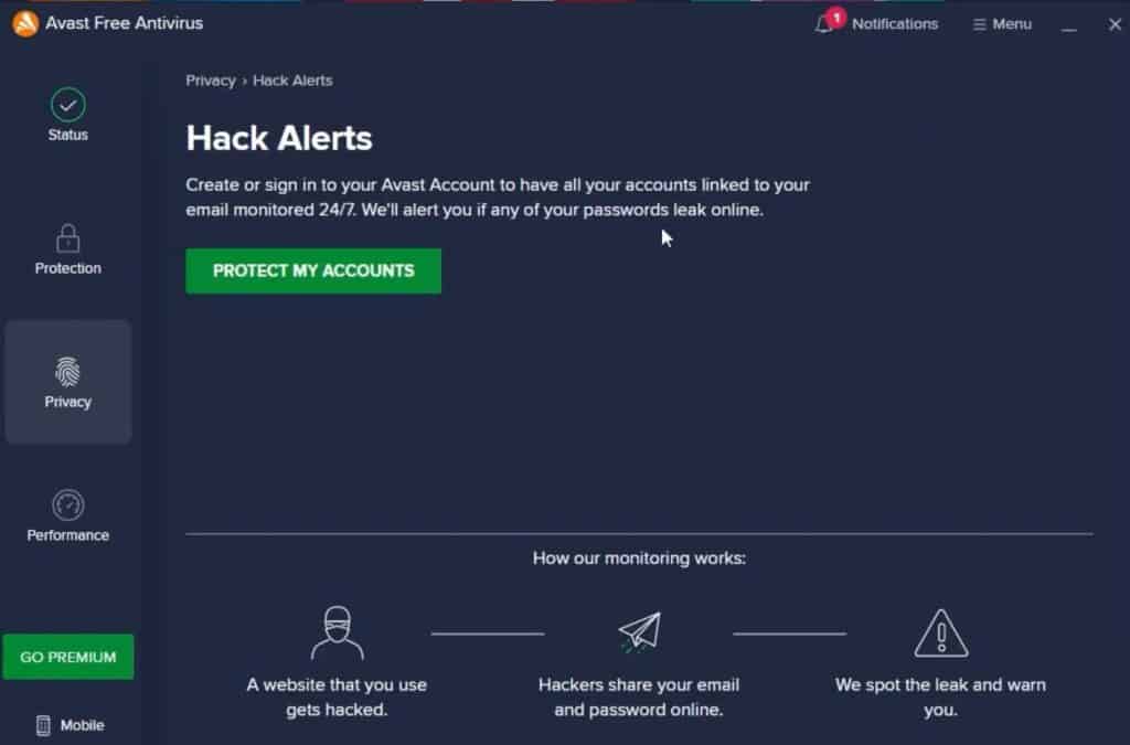 Avast Antivirus 黑客警報