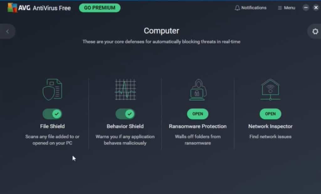 AVG Antivirus 中的盾牌