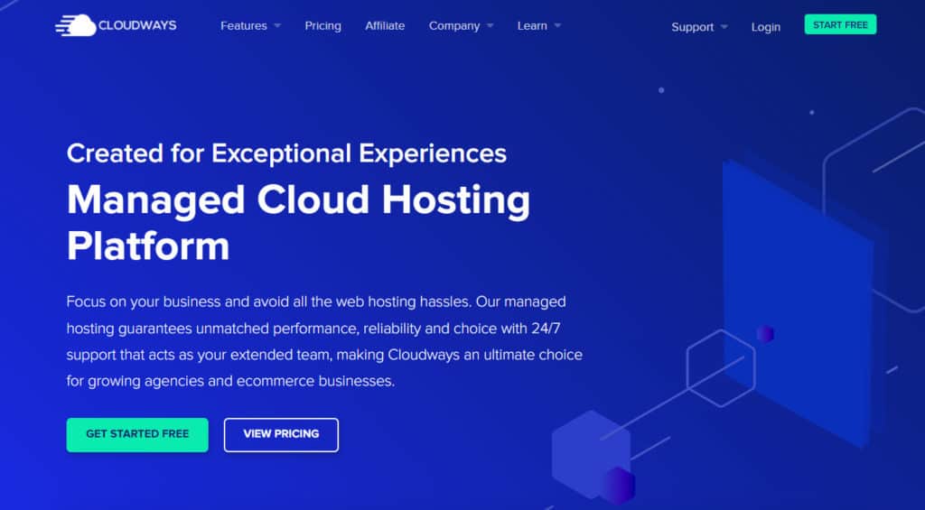 Cloudways 託管頁面