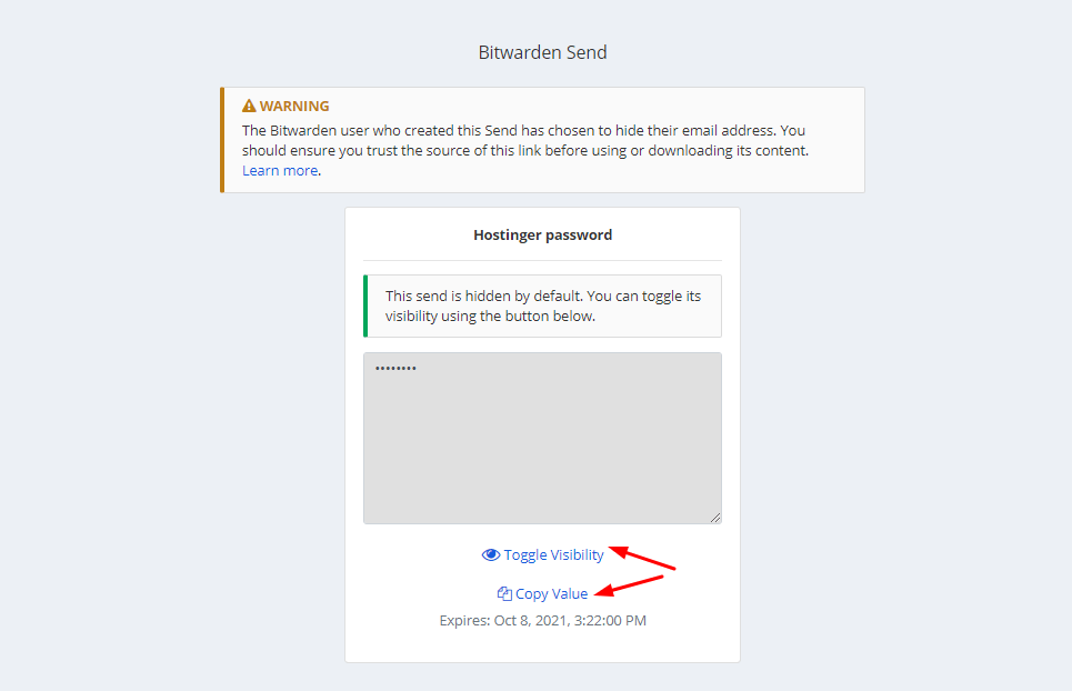 يمكن الوصول إلى كلمة المرور على Bitwarden Send