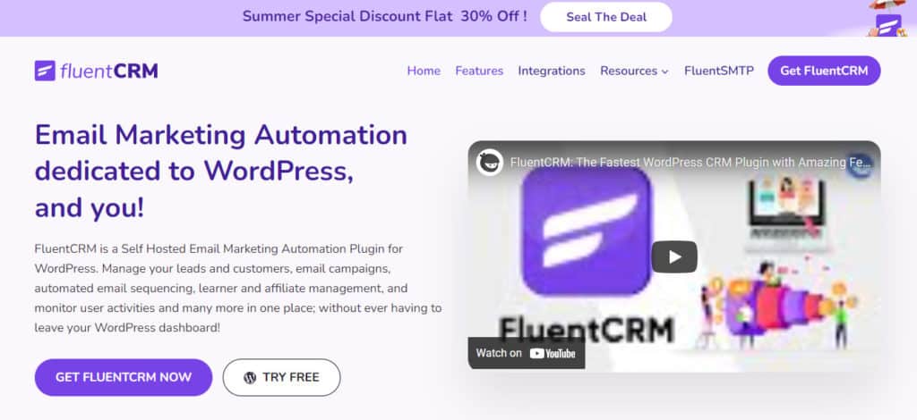 Fluent CRM ウェブサイト