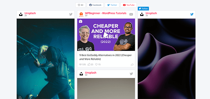Połączony podgląd ściany społecznościowej Combined social wall preview