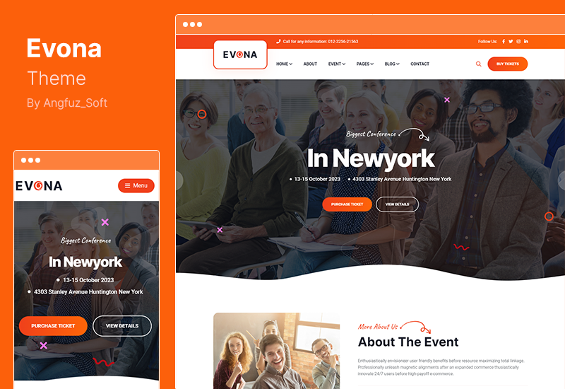 Evona Theme — тема WordPress для мероприятий и конференций