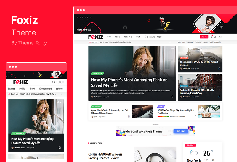 Motyw Foxiz — motyw WordPress Wiadomości i czasopisma