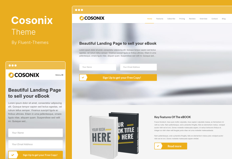 Cosonix Theme — одностраничная тема WordPress для электронной книги, агентство приложений
